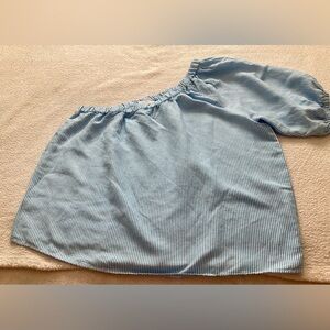 LOFT Blue & White Striped one shoulder  Off-Shoulder Top Size L